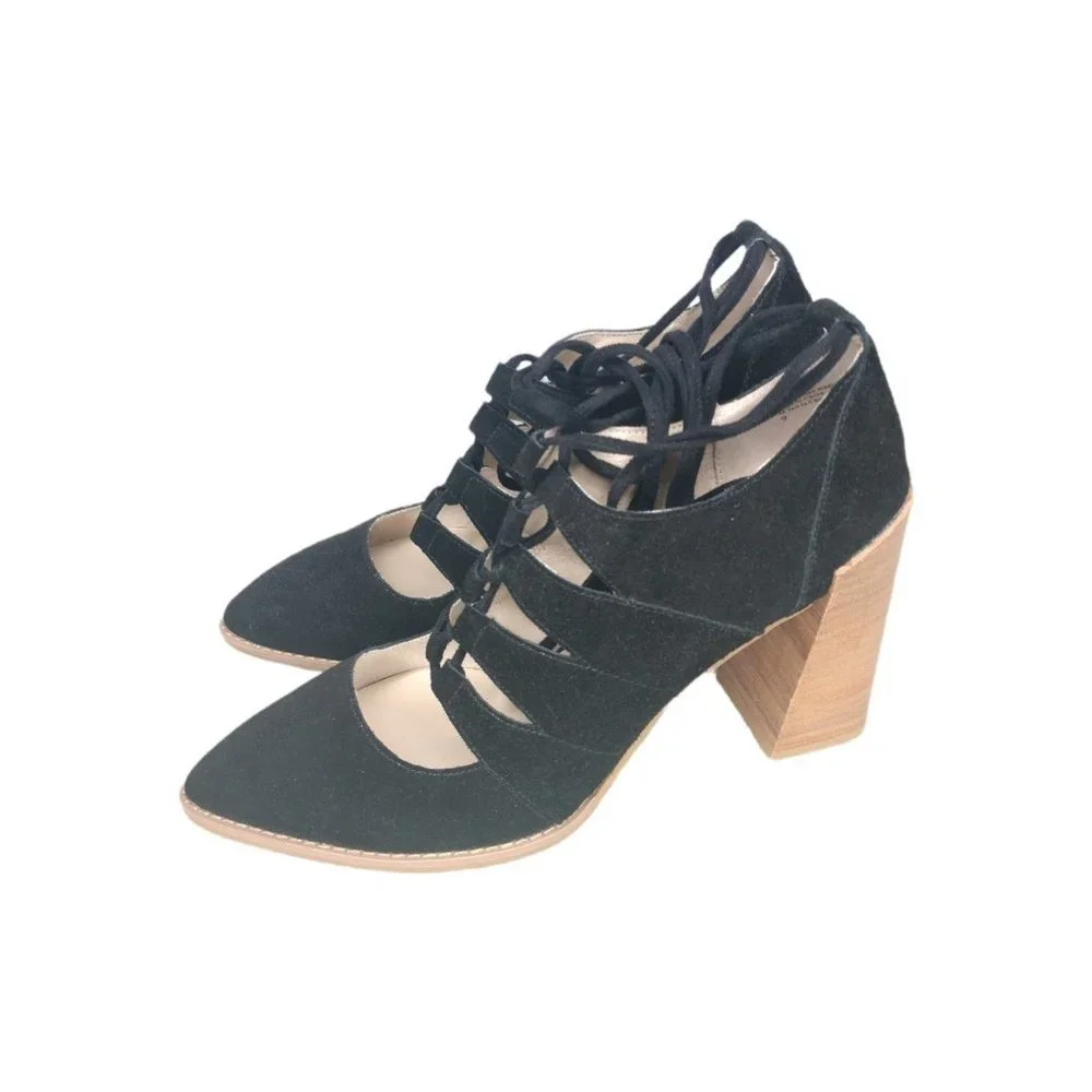 Seychelles Lace Up Ghillie Heel Size 9 NWOT Black Suede - Picture 6 of 7